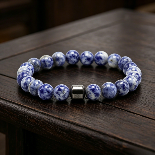 Deep Blue Agate Bracelet 8mm (Throat Chakra)