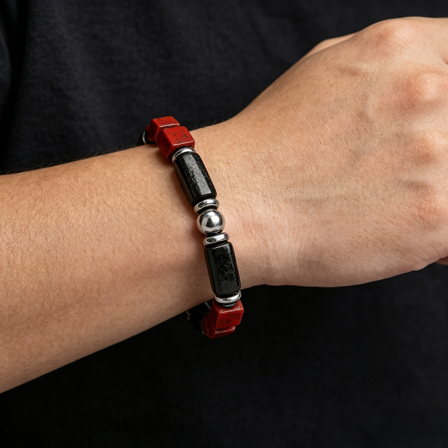 Natural Red Ruby Titanium Steel Bracelet 8mm (Crown Chakra)