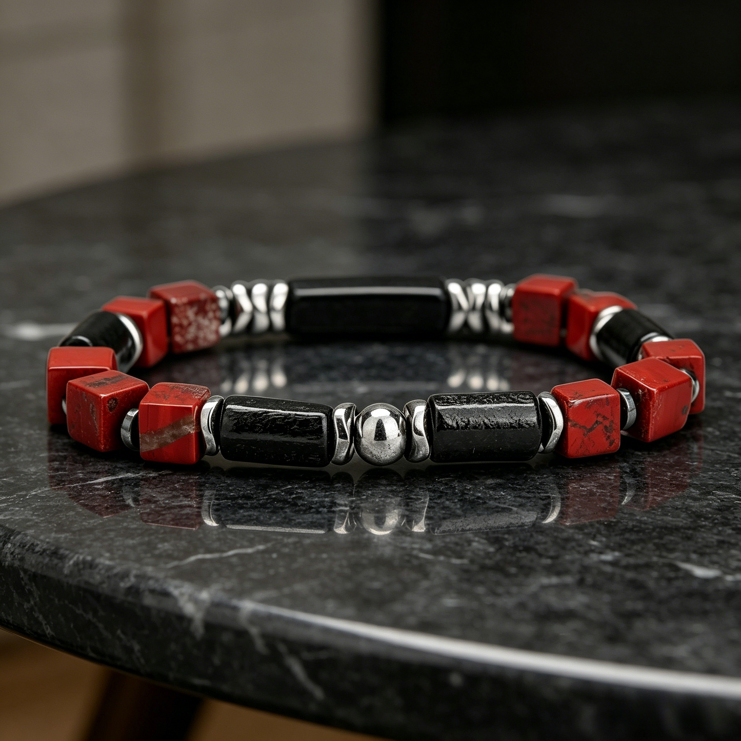 Natural Red Ruby Titanium Steel Bracelet 8mm (Crown Chakra)