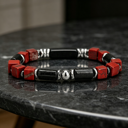 Natural Red Ruby Titanium Steel Bracelet 8mm (Crown Chakra)
