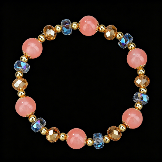 Baroque Pink Agate Bracelet 8mm（Heart Chakra）