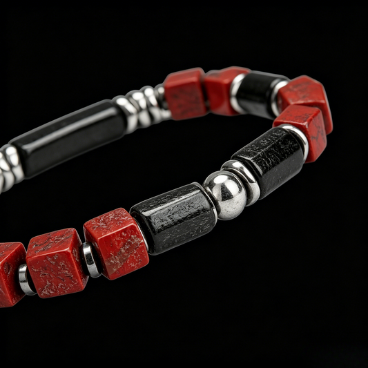 Natural Red Ruby Titanium Steel Bracelet 8mm (Crown Chakra)