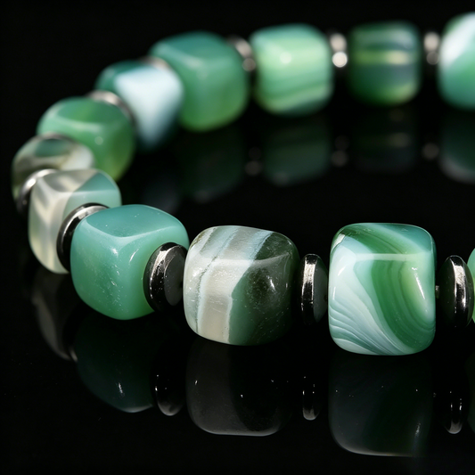 Green Agate Amber Stone Bracelet 10mm (Root Chakra)