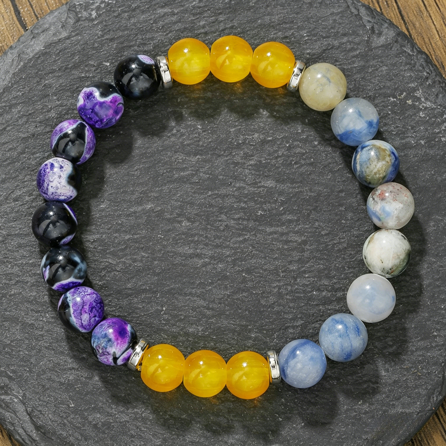Colorful Dongling Jade Bracelet 8ｍｍ（Crown Chakra）