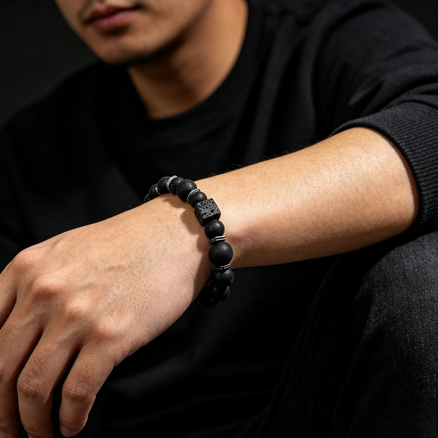 Volcanic Obsidian Bracelet 8mm (Crown Chakra)