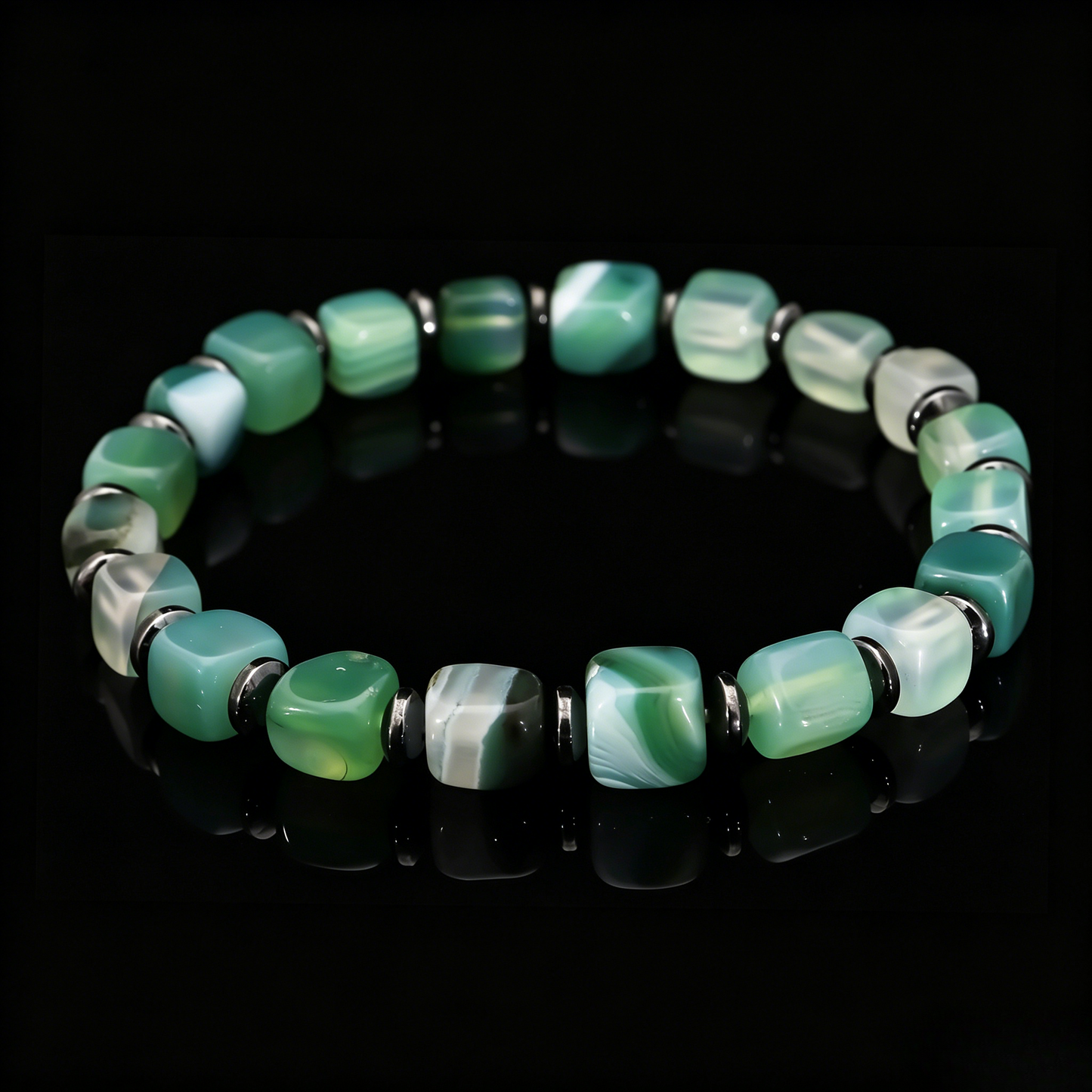 Green Agate Amber Stone Bracelet 10mm (Root Chakra)