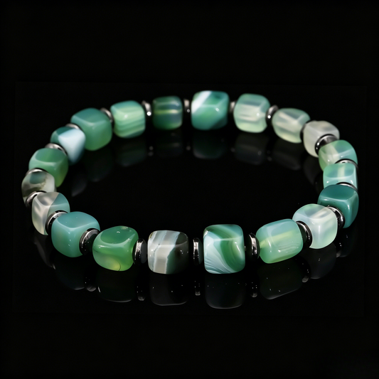 Green Agate Amber Stone Bracelet 10mm (Root Chakra)