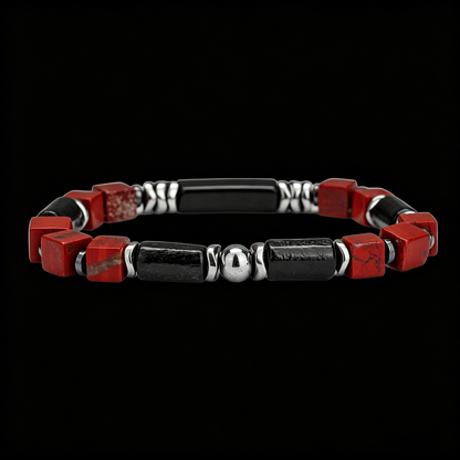 Natural Red Ruby Titanium Steel Bracelet 8mm (Crown Chakra)