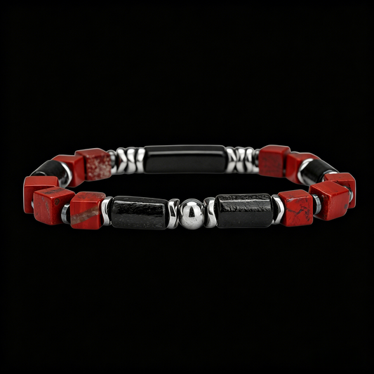 Natural Red Ruby Titanium Steel Bracelet 8mm (Crown Chakra)
