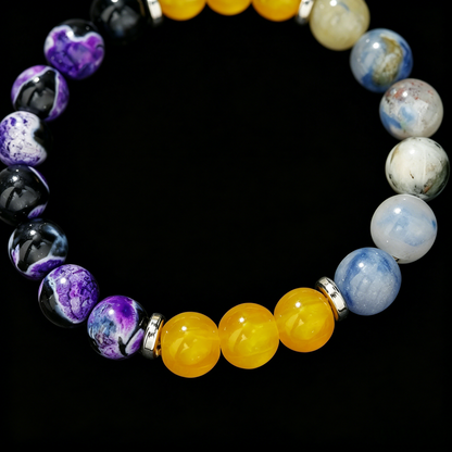 Colorful Dongling Jade Bracelet 8ｍｍ（Crown Chakra）