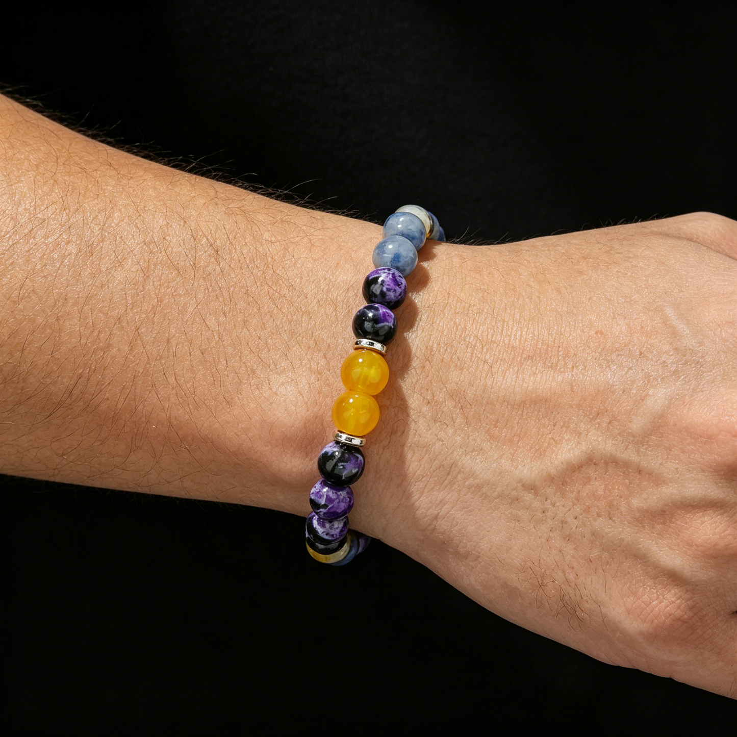 Colorful Dongling Jade Bracelet 8ｍｍ（Crown Chakra）
