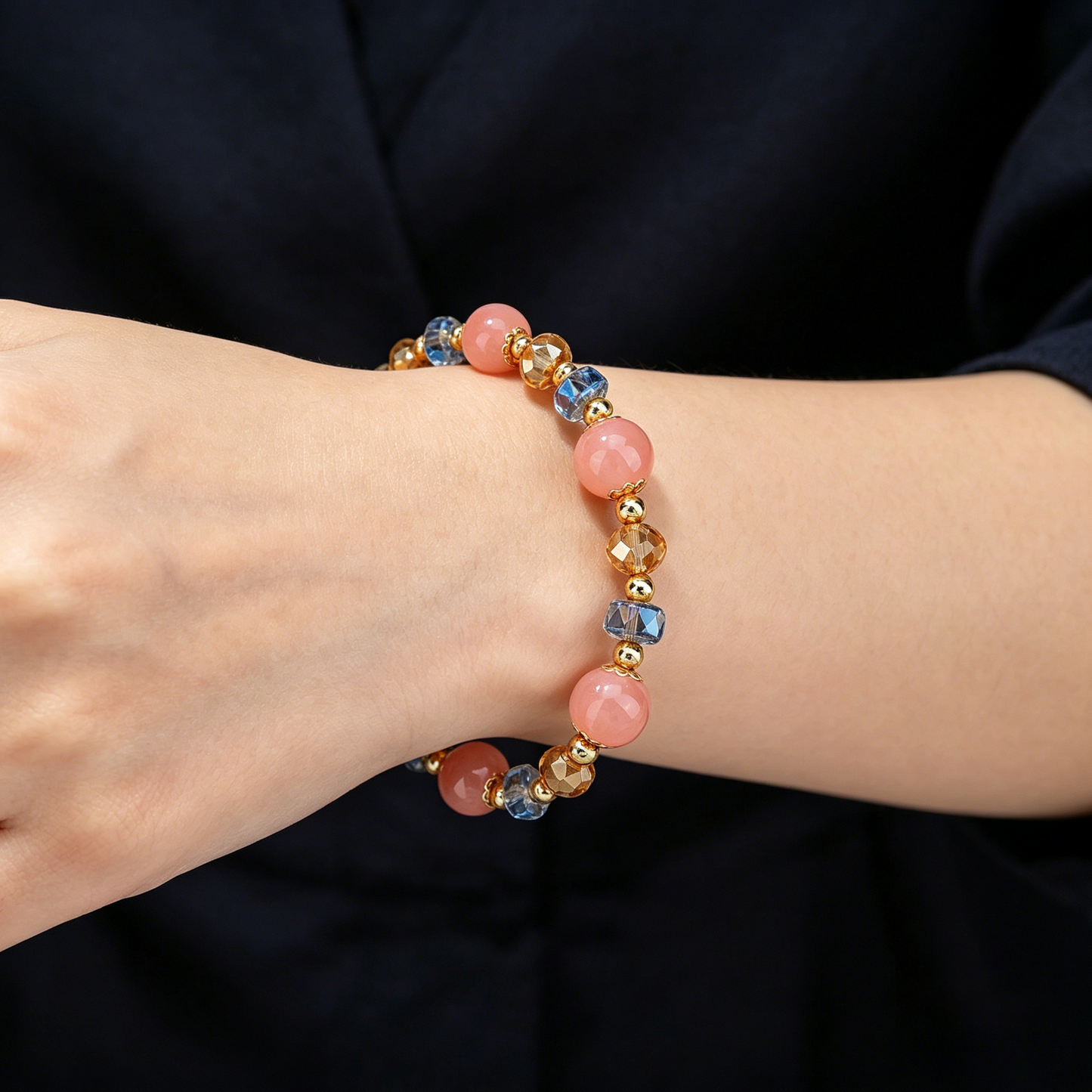 Baroque Pink Agate Bracelet 8mm（Heart Chakra）