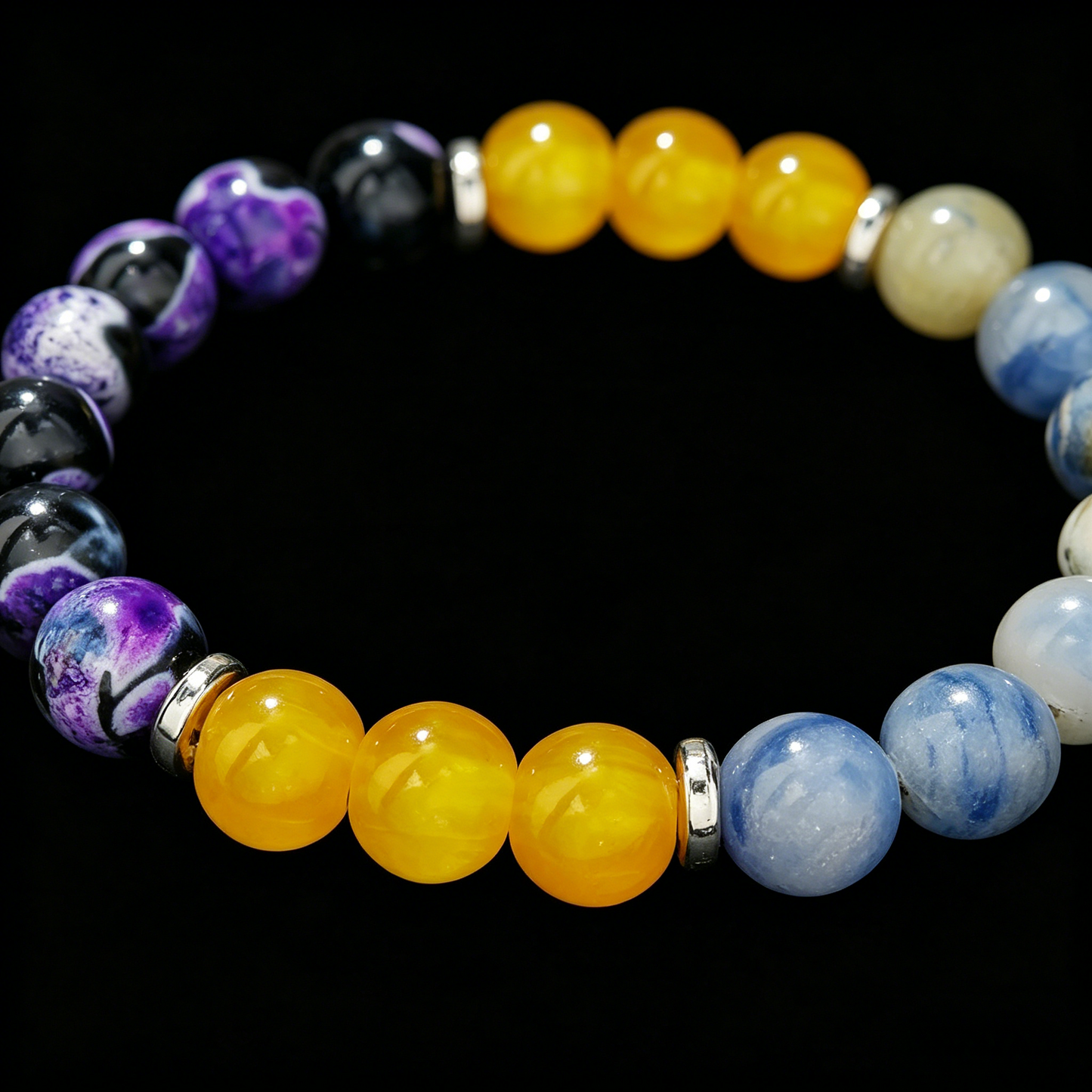Colorful Dongling Jade Bracelet 8ｍｍ（Crown Chakra）