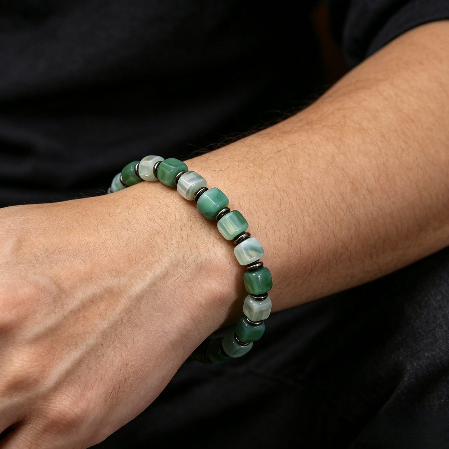 Green Agate Amber Stone Bracelet 10mm (Root Chakra)