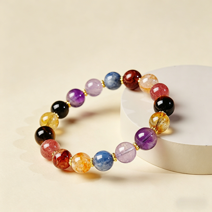 Multi-Gem Quartz Stone Bracelet 8mm (Solar Plexus Chakra)