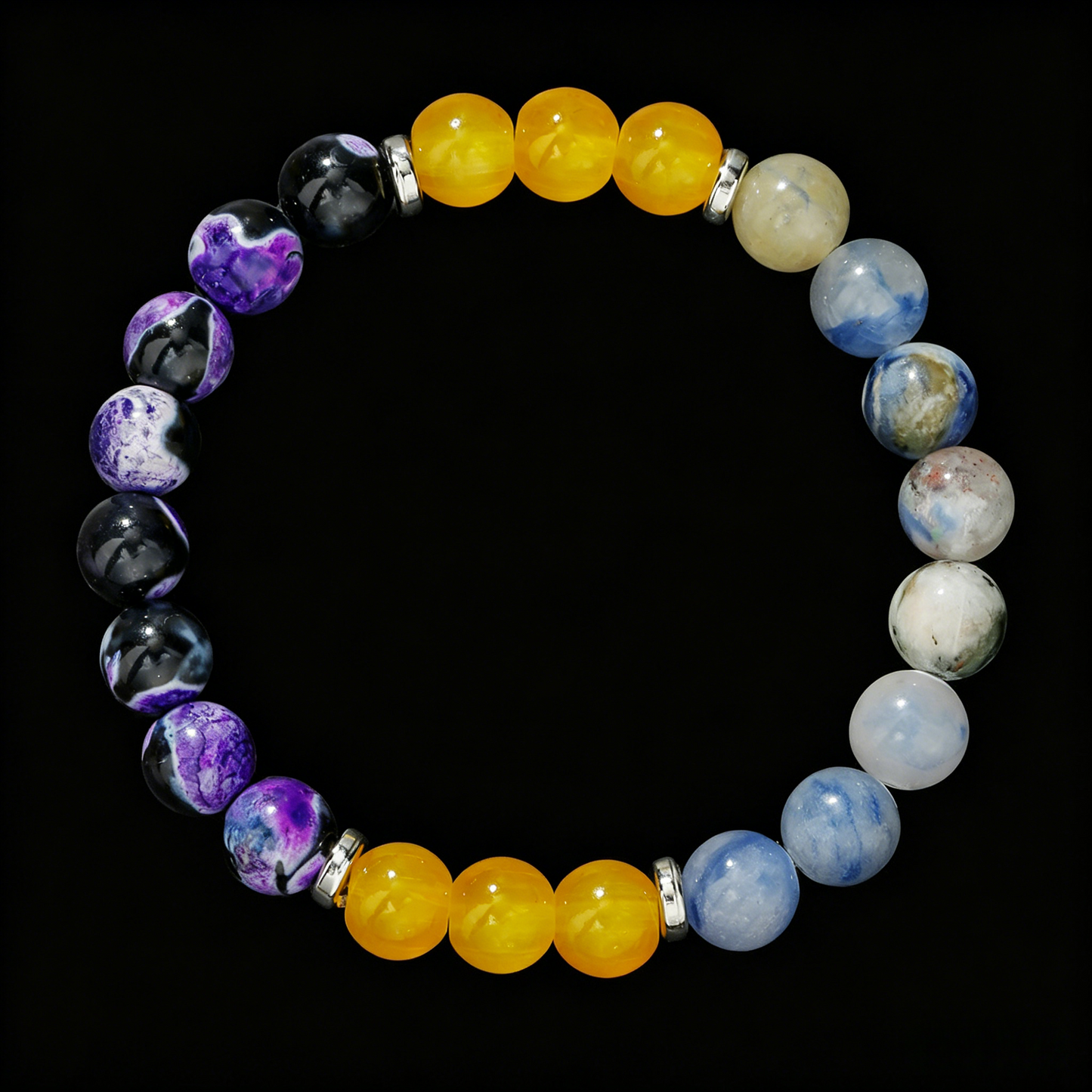 Colorful Dongling Jade Bracelet 8ｍｍ（Crown Chakra）